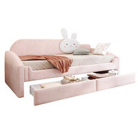 KINDERBETT 90/200 cm in Rosa mit 2 Schubladen, LED und Samt - Rosa, Holzwerkstoff/Textil - STILVORA