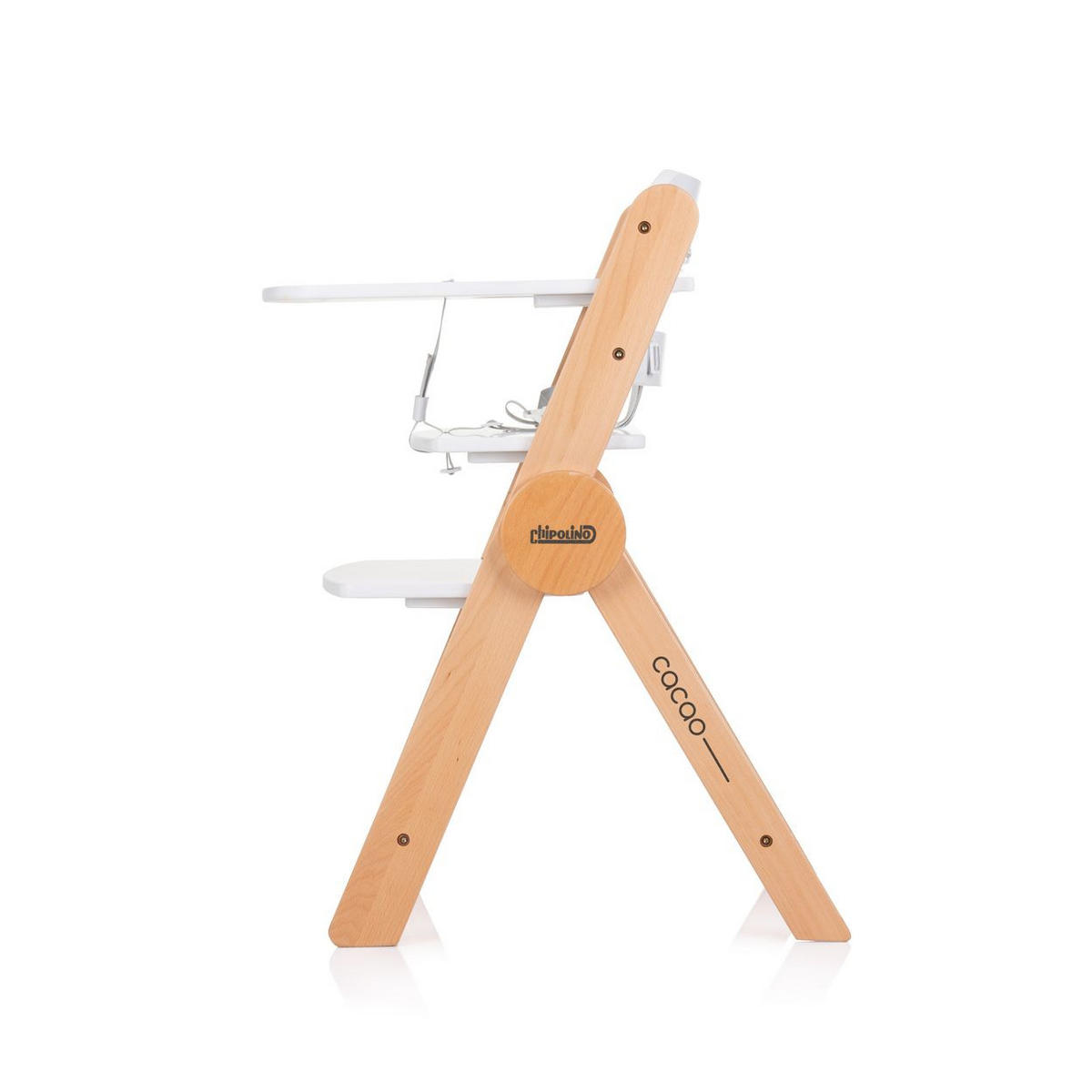 HOCHSTUHL Cacao Holz weiß Treppenstuhl, Beinstütze, klappbar, Gurt - Weiß, Holz (46/80/57cm) - Chipolino