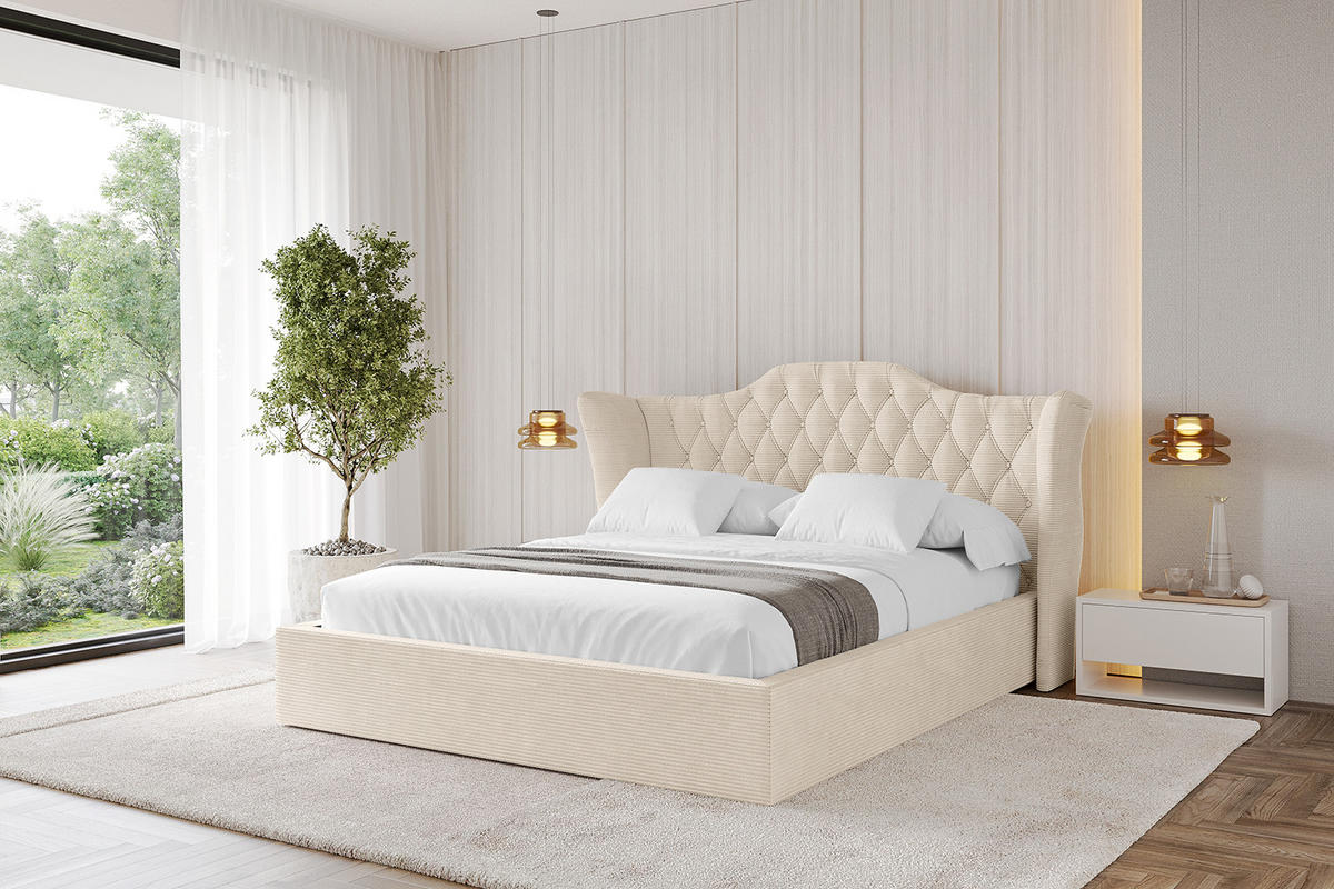 POLSTERBETT mit Bettkasten und Lattenrost, Boxbett ohne Matratze - ZORAN 180x200 Beige - Creme, Holzwerkstoff/Textil (180/200cm) - ALTDECOR