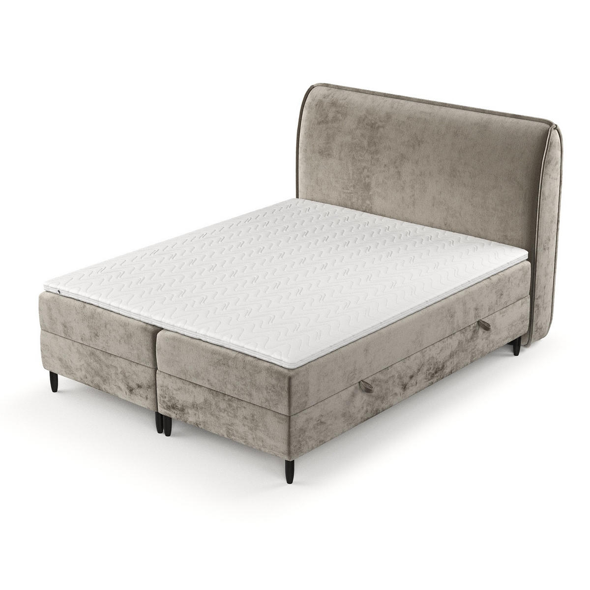 BOXBETT Lunaro 160/200 cm Beige im Lotta Stoff - Beige/Schwarz, Holz/Holzwerkstoff (160/200cm) - AltaBeds