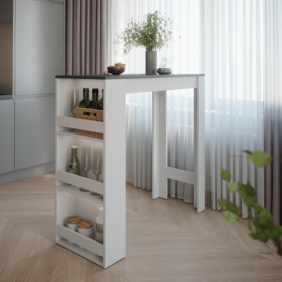 BAROVÝ STŮL Repose Antracitová/bílá - bílá/antracitová, kompozitní dřevo (110/45/106cm) - Vicco