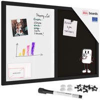 KOMBITAFEL 2 in 1 Whiteboard und Kork 60x40 mit schwarz lackietem Holzrahmen - Schwarz/Weiß, Holz (60/40/0.7cm) - ALLboards