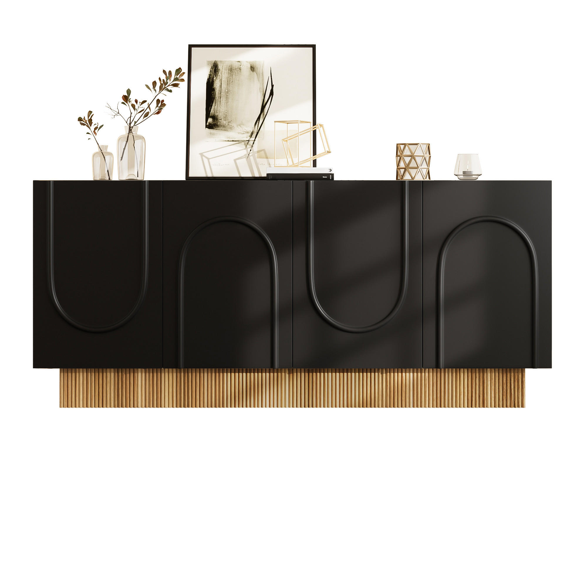 Ivmeu Sideboard Schwarz 160x75x38 cm