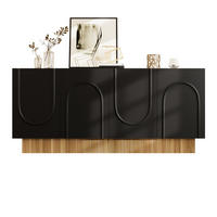 SIDEBOARD aus Spanplatte 160x38x75 cm Schwarz/Holzoptik mit 4 Türen und Stauraum - Schwarz, Holzwerkstoff (160/75/38cm) - IVMEU