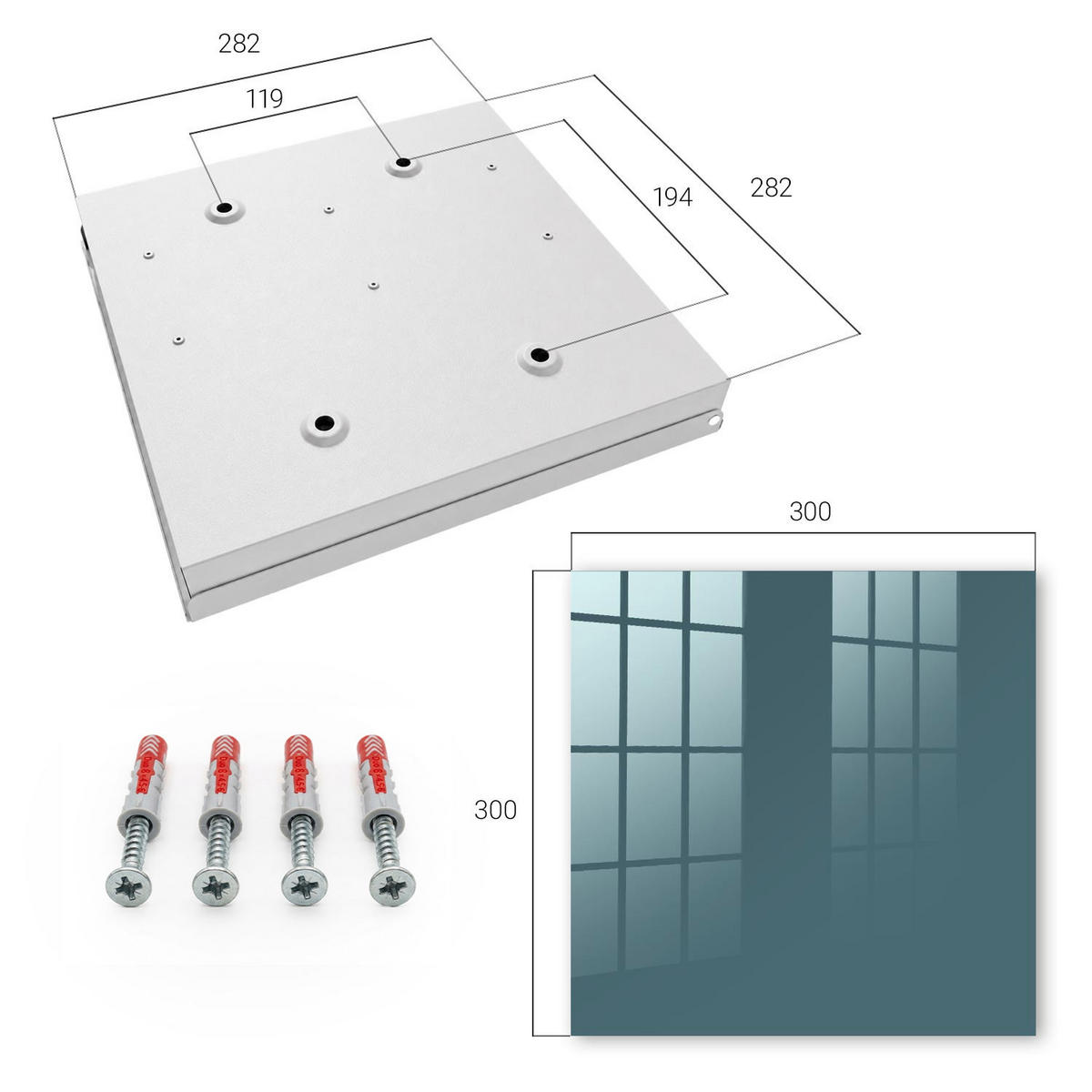 SCHLÜSSELBOX Weiß 30x30 cm – Türöffnung nach rechts - Mattes Türkis - Türkis, Metall (30/30/5cm) - TULUP
