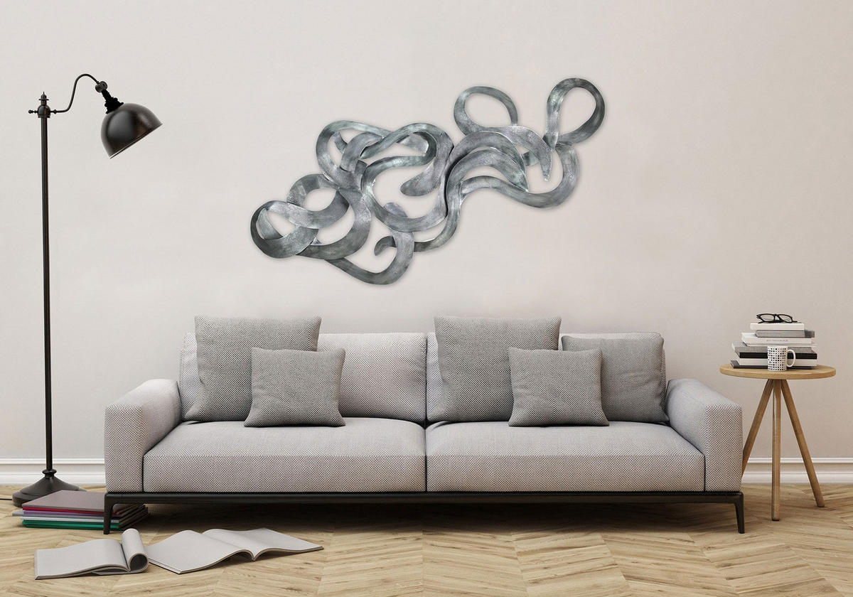 WANDDEKO Silber 142/62 cm - Silberfarben, Metall (4.16/62/5cm) - KUNSTLOFT