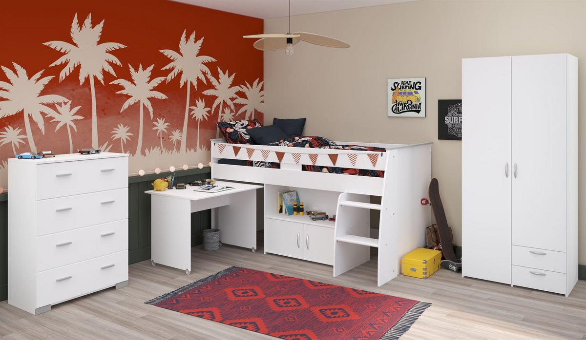 KINDERZIMMER SET Parisot Reverse 3-tlg. Holzdekor Weiß - Weiß, Kunststoff (100/1/200cm) - 58aufmkessel
