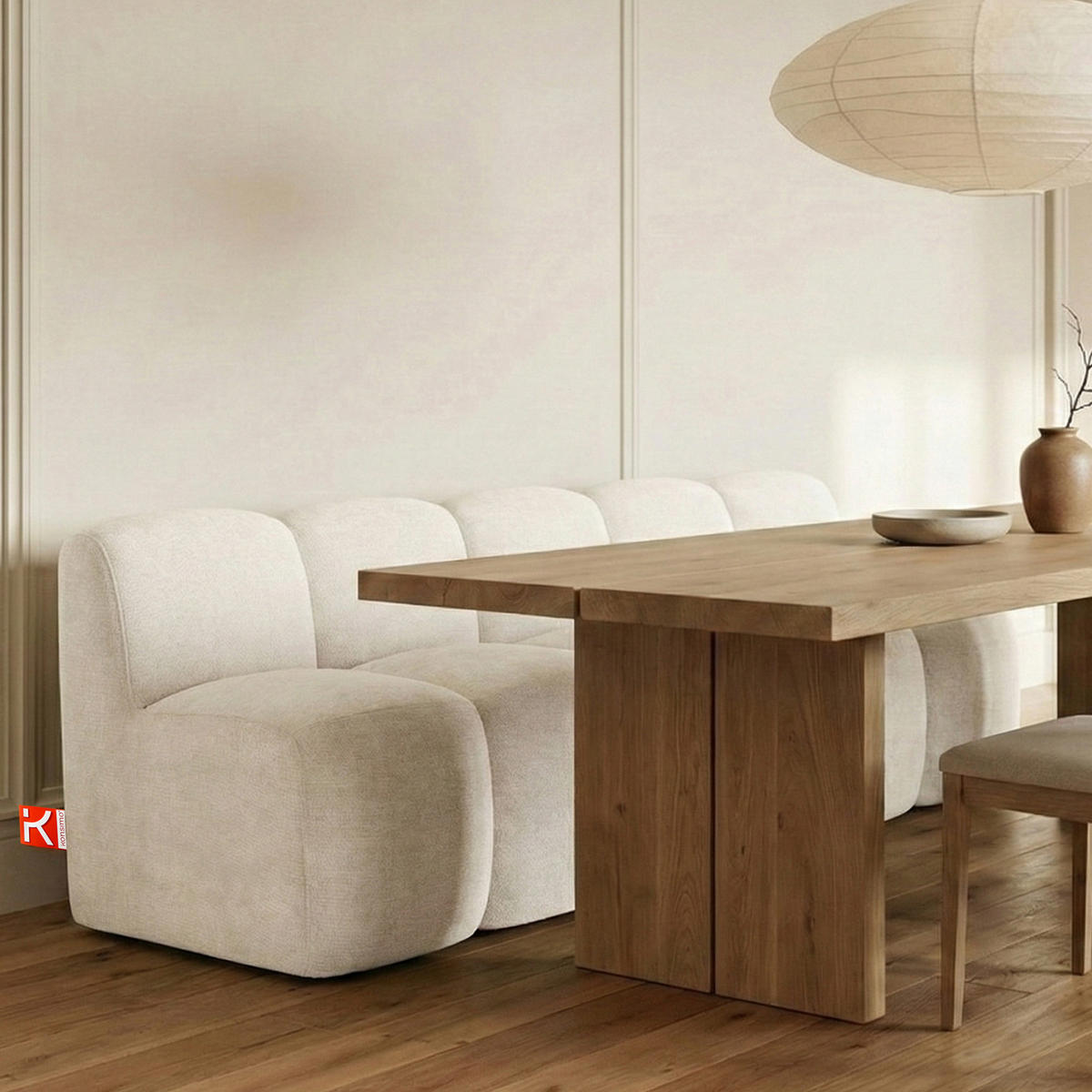 ESSZIMMERBANK BRESCO, Cremig - Creme, Holz/Holzwerkstoff (203/80/72cm) - KONSIMO®