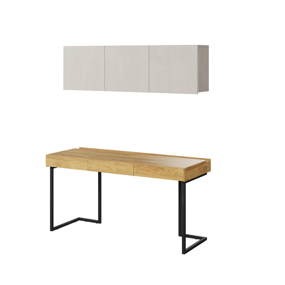 Meblini Kinderzimmer-Set Kaschmir, Eiche, Schwarz 150x193x61 cm