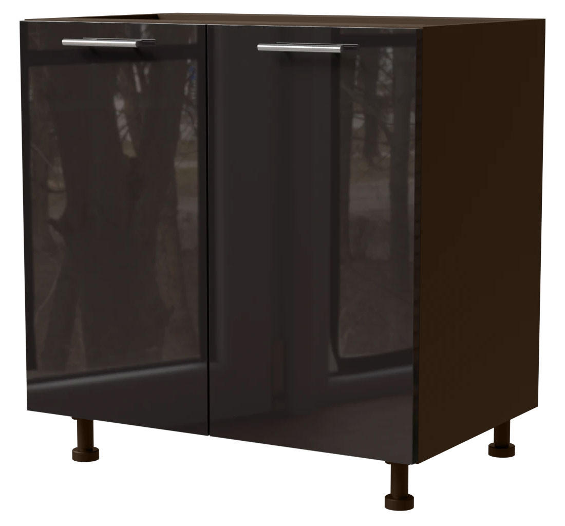 KÜCHENUNTERSCHRANK Essen D11/80 Schwarz Hochglanz / Lava Matt 80 / 50 / 82cm - Schwarz Hochglanz/Dunkelgrau, Holz/Holzwerkstoff (80/82/50cm) - Feldmann-Wohnen