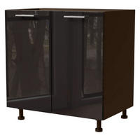 KÜCHENUNTERSCHRANK Essen D11/80 Schwarz Hochglanz / Lava Matt 80 / 50 / 82cm - Schwarz Hochglanz/Dunkelgrau, Holz/Holzwerkstoff (80/82/50cm) - Feldmann-Wohnen