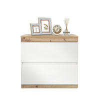 NACHTSCHRANK 2 Schubladen 50/40/55 cm weiß in Eicheoptik - Eichefarben, Holzwerkstoff (40/55/55cm) - OKWISH