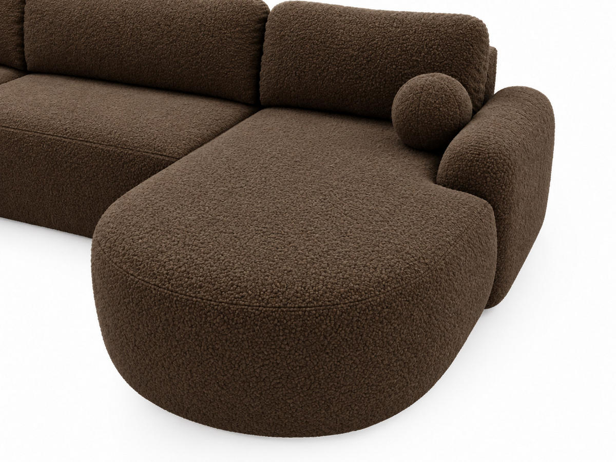 ECKSOFA Aurio U Bouclé-Stoff Braun - Schwarz/Braun, Kunststoff/Textil (347/177cm) - Graingold