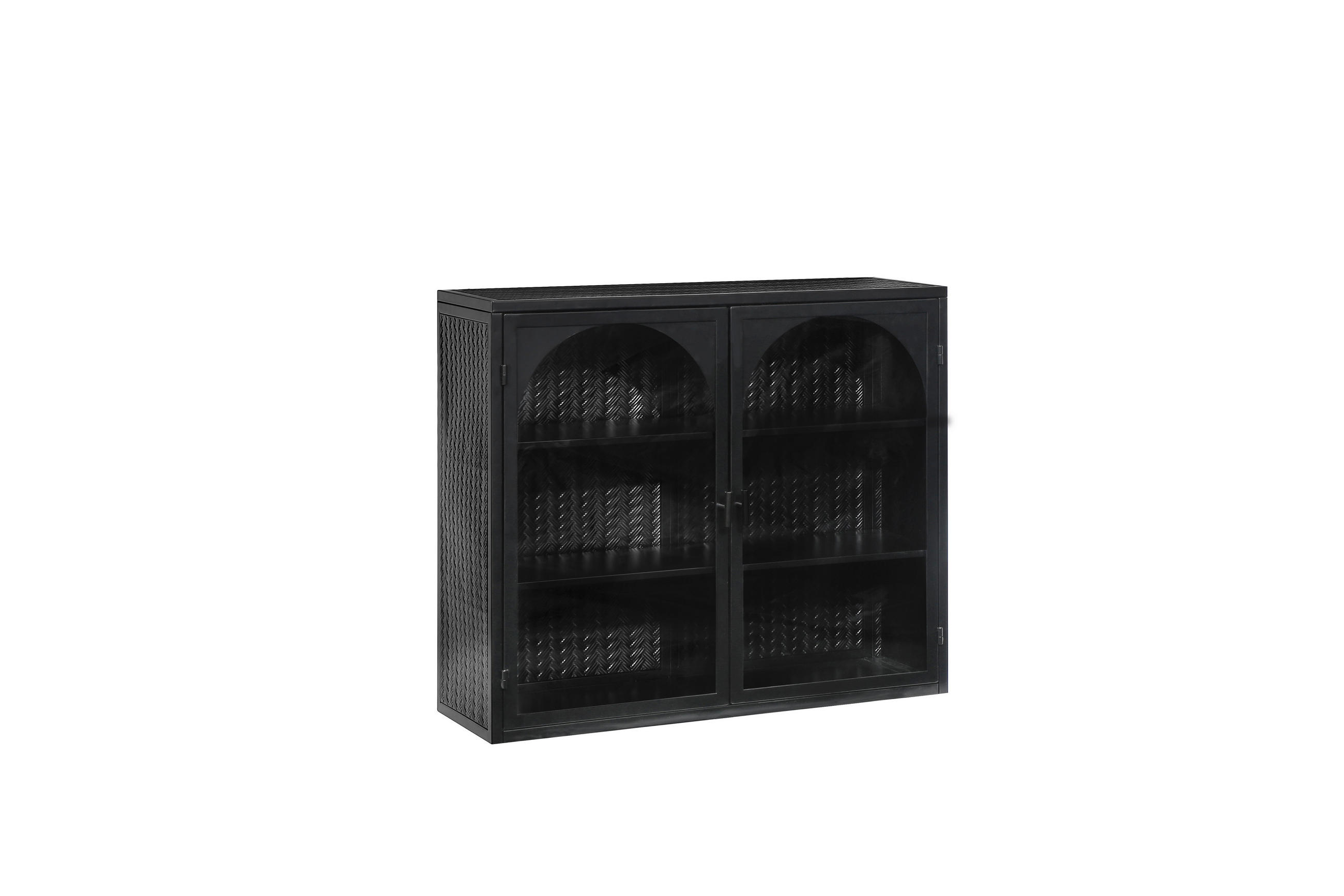 HÄNGESCHRANK DE-38105 70 cm mit 2 Glastüren und 3 Ebenen Schwarz - Schwarz, Metall (70/60/23cm) - ComfortXL