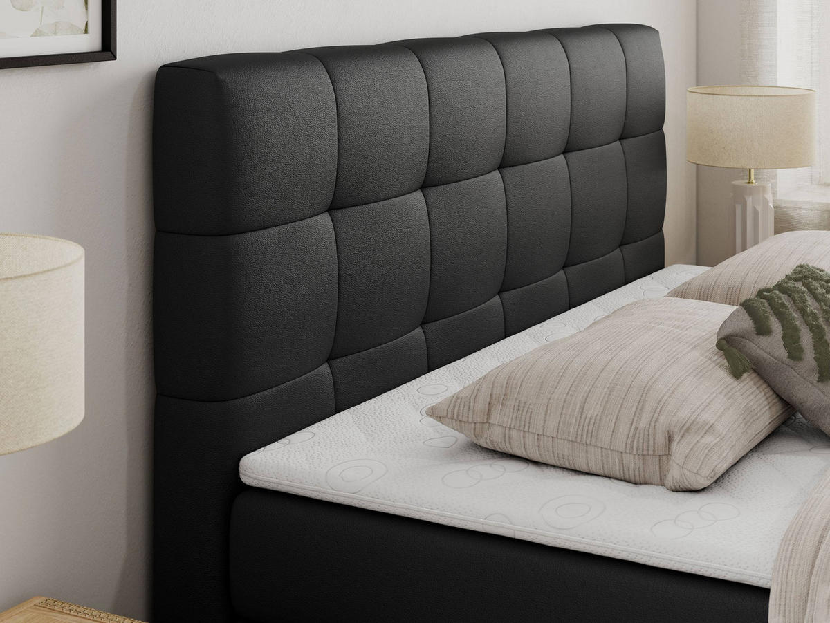 BOXSPRINGBETT LUKA KING 120/200 Schwarz Kunstleder - H3 - Schwarz, Holz/Textil (120/200cm) - MKS
