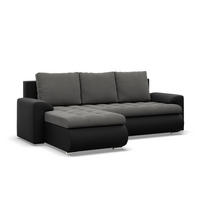 ECKSOFA LINKS MIT SCHLAFFUNKTION FORESTA, Dunkelgrau + Schwarz - Dunkelgrau/Schwarz, Textil (230/159cm) - Mebligo