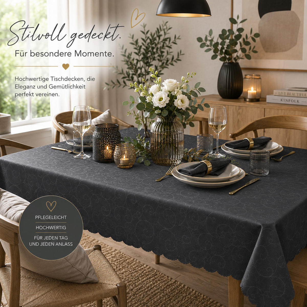 TISCHDECKE 135/200 cm Ornamente Grau - Grau, Textil (135/200cm) - TiborTex