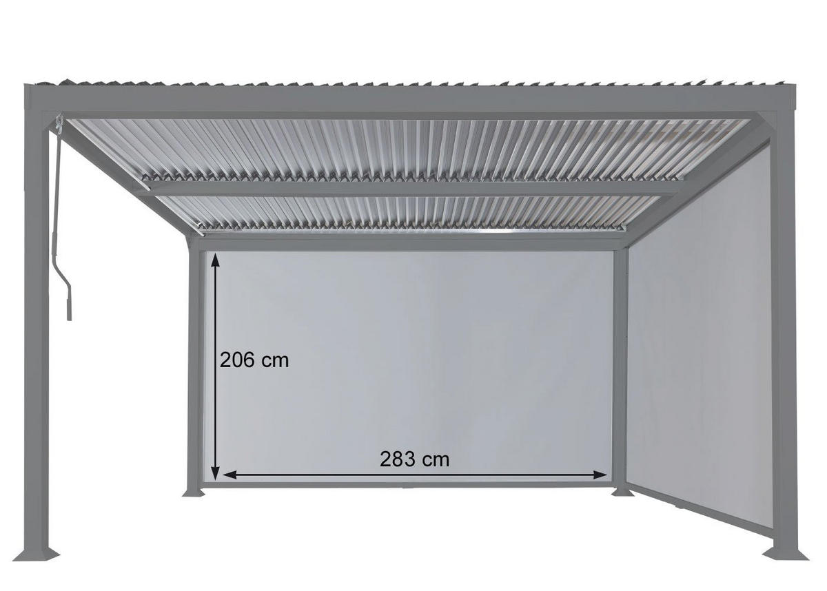 SEITENWAND FÜR PERGOLA Weiß - Weiß, Textil (283/206/1cm) - MCW