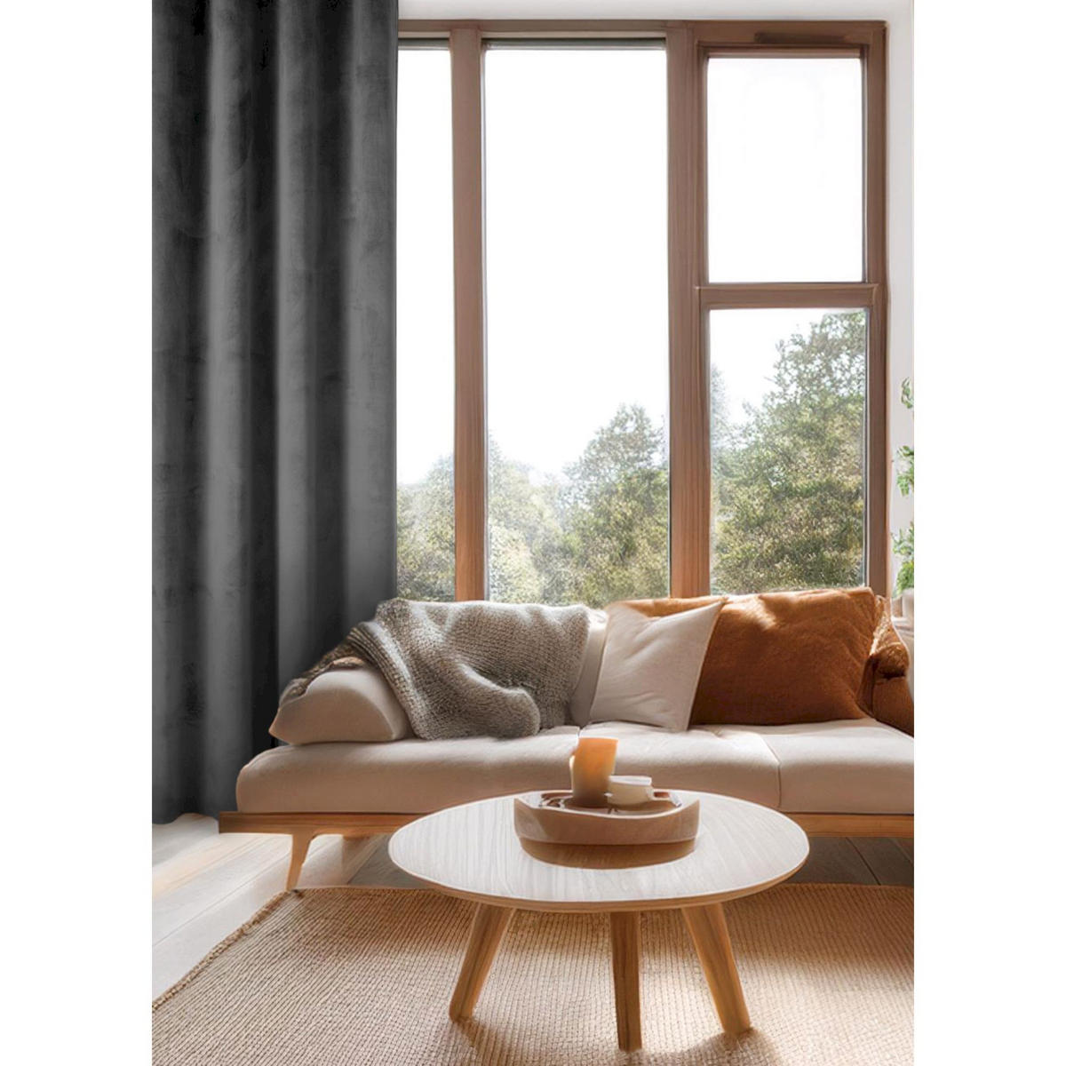 ÖSENVORHANG VELVET SIGNATURE - Anthrazit, Textil (140/1/250cm) - Tom Tailor