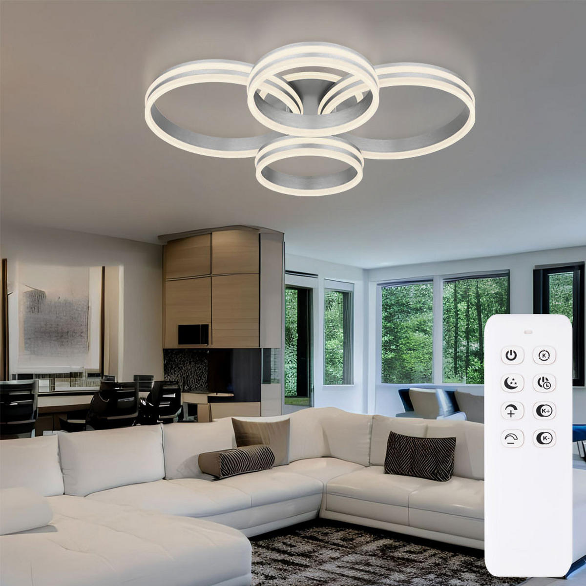 LED DECKENLEUCHTE Rubio Grau - Grau, Metall (85/65/14cm) - Globo Lighting