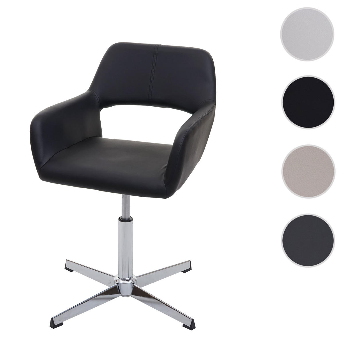 DREHSTUHL Homeoffice HxBxT 89x65x65cm Sitzhöhe 45cm Kunstleder Creme Fuß Schwarz IV - Creme, Kunststoff (65/89/65cm) - PROREGAL