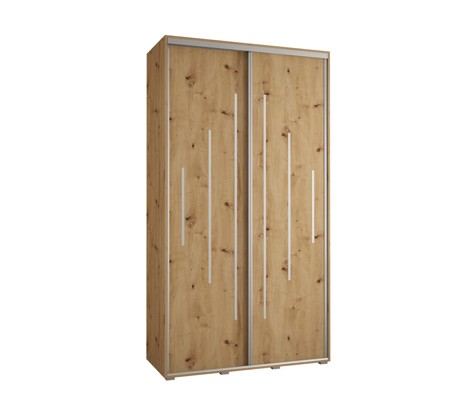 Abiks Möbel SCHWEBETÜRENSCHRANK Eiche Artisan, Eiche Artisan, Silber 130cm × 60cm × 235cm