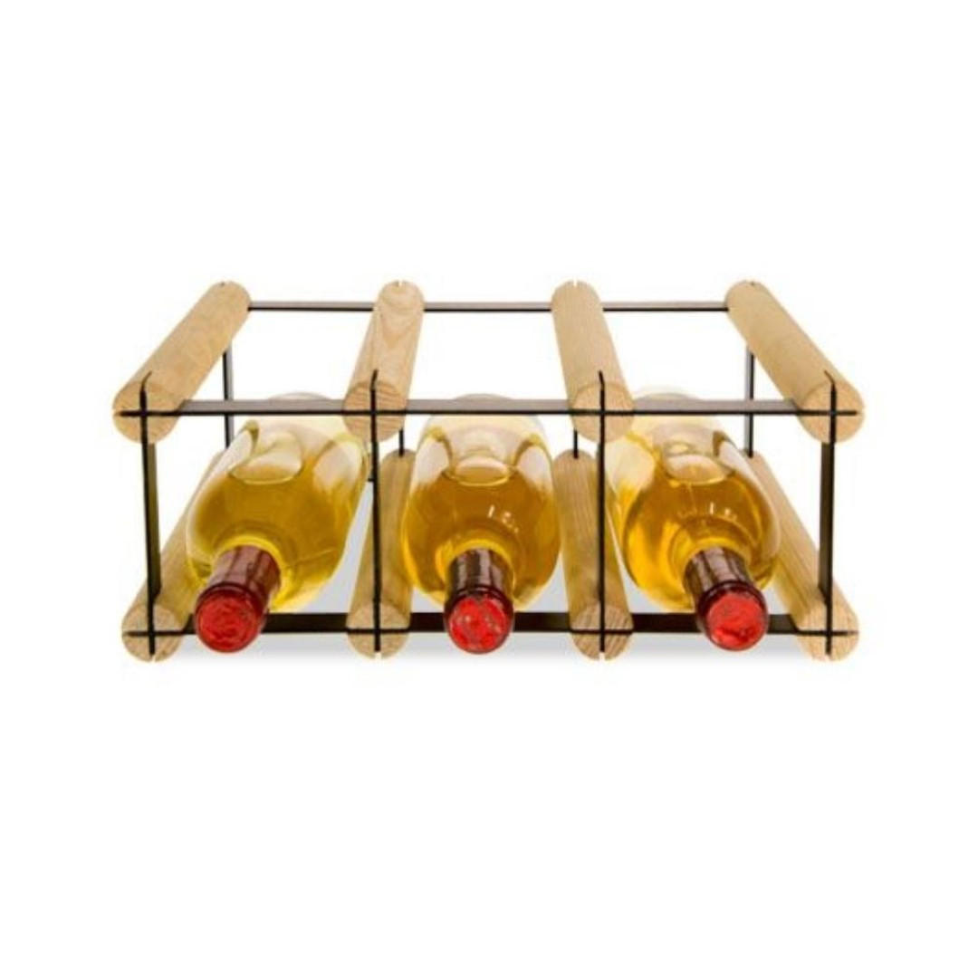 WEINREGAL Vinotega Mod Metal 12,5x32,5x24,5 cm 3x1 Flaschen Massives Kiefernholz Natur - Naturfarben, Holz (32.5/12.5/24.5cm) - PROREGAL