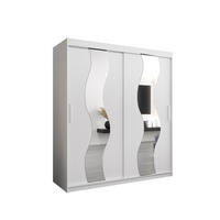 SCHWEBETÜRENSCHRANK 200/180/62 2-türig - Silberfarben/Weiß, Holz/Kunststoff (180/200/62cm) - Abiks Möbel