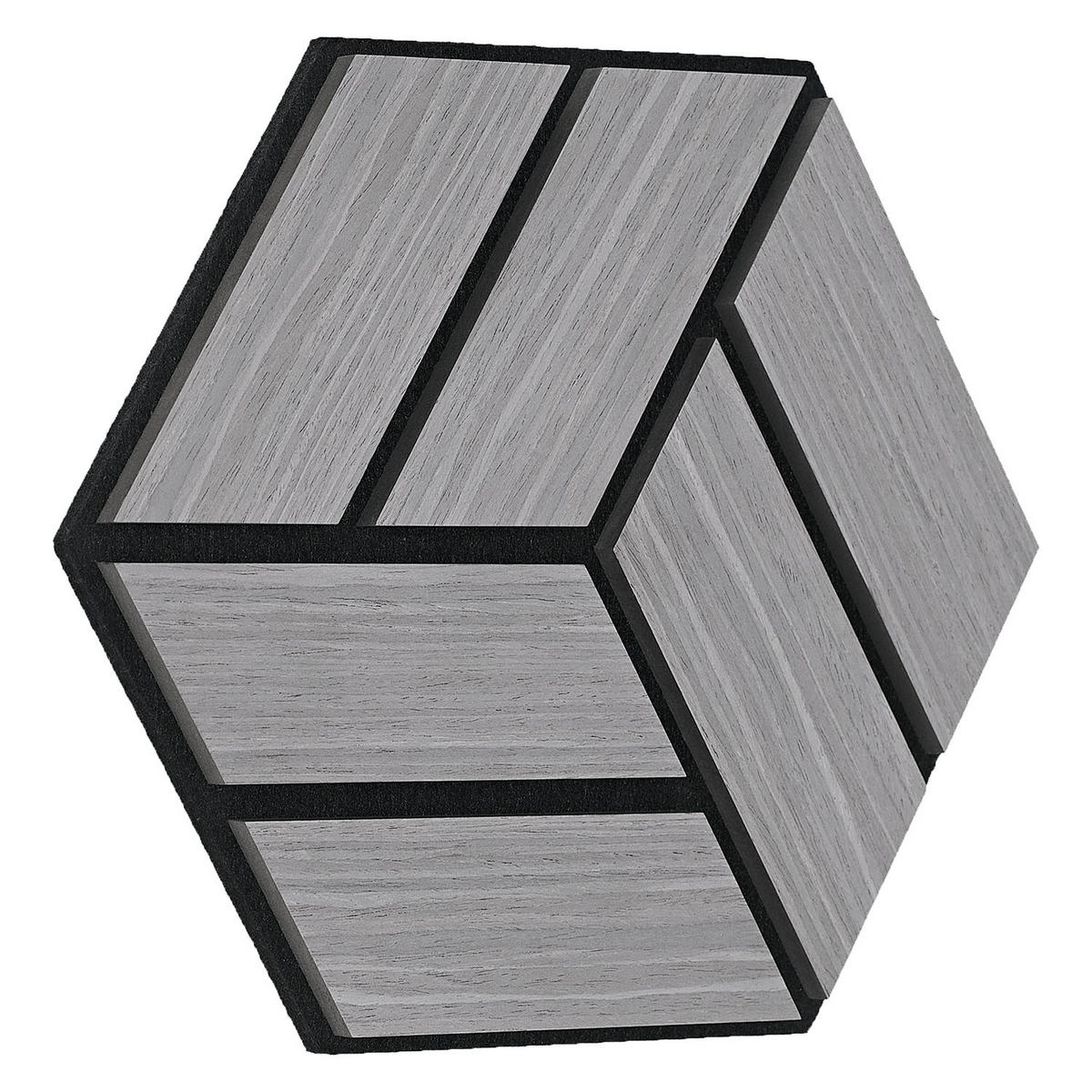 AKUSTIKPANEEL Hexagon Grau 12 Stück - Grau, Holz (30/26/2cm) - Homestyle4u