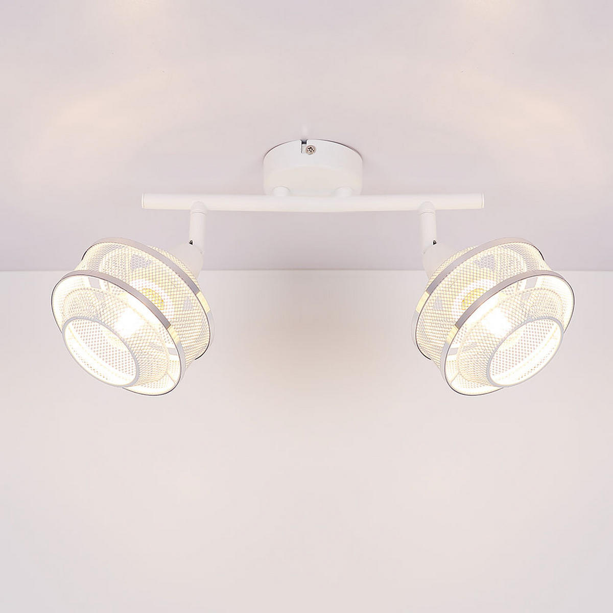 DECKENLEUCHTE Metall Gitter Weiß - Weiß, Metall (27.5/12/21.5cm)