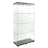 VITRINE mit LED Beleuchtung- Glaskvitrine mit 4 Ebenen und 2 Türen - für Wohnzimmer und Büro - Schwarz - Schwarz, Glas (80.49/163.9/36.49cm) - DELFA