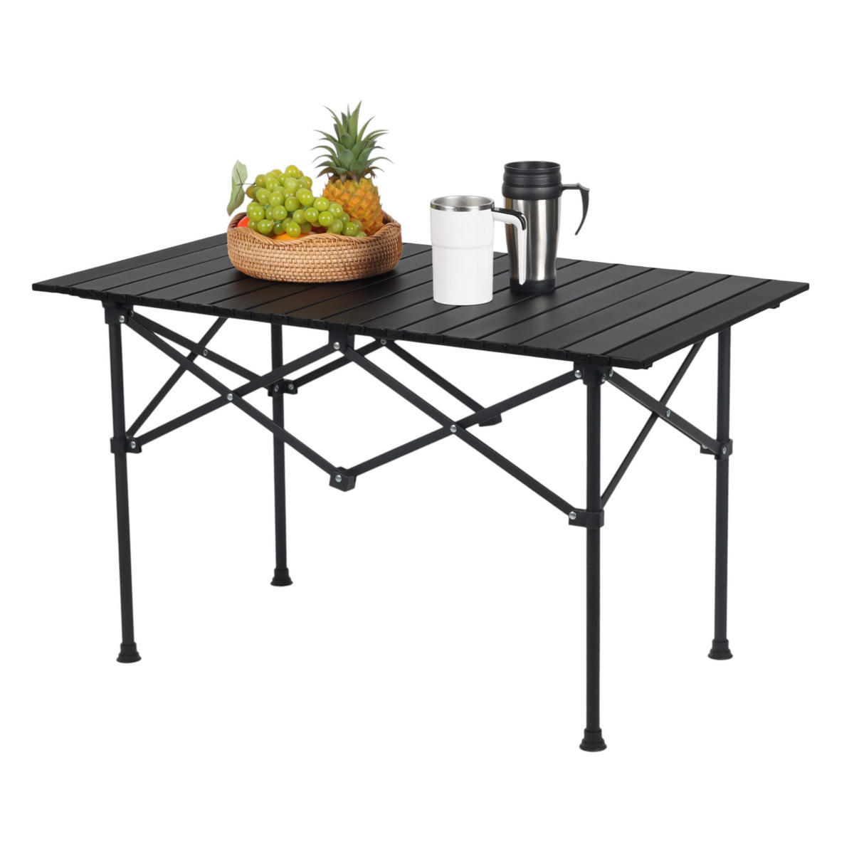 CAMPINGTISCH - Schwarz, Metall (53/95/55cm) - Relaxdays