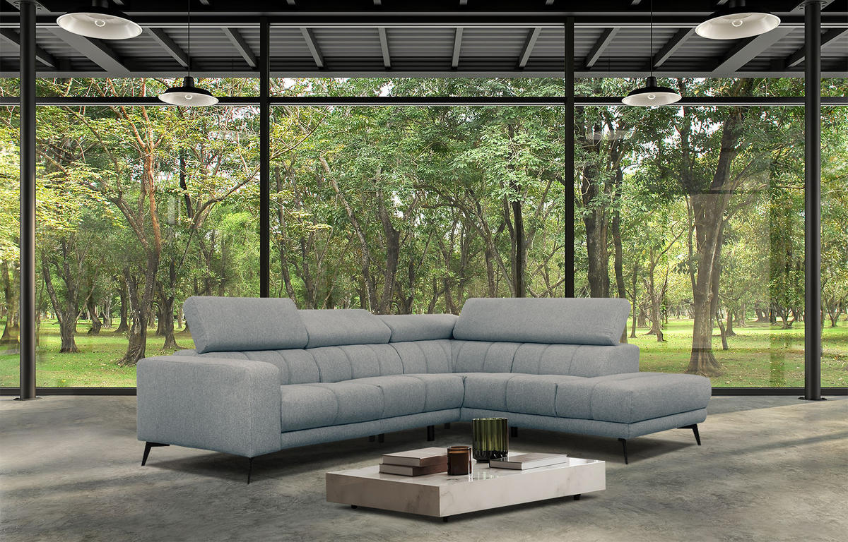 ECKSOFA MORELLO 5-Sitzer, mintgrün - Schwarz/Mintgrün, Holzwerkstoff/Textil (287/228cm) - Courtois Laville