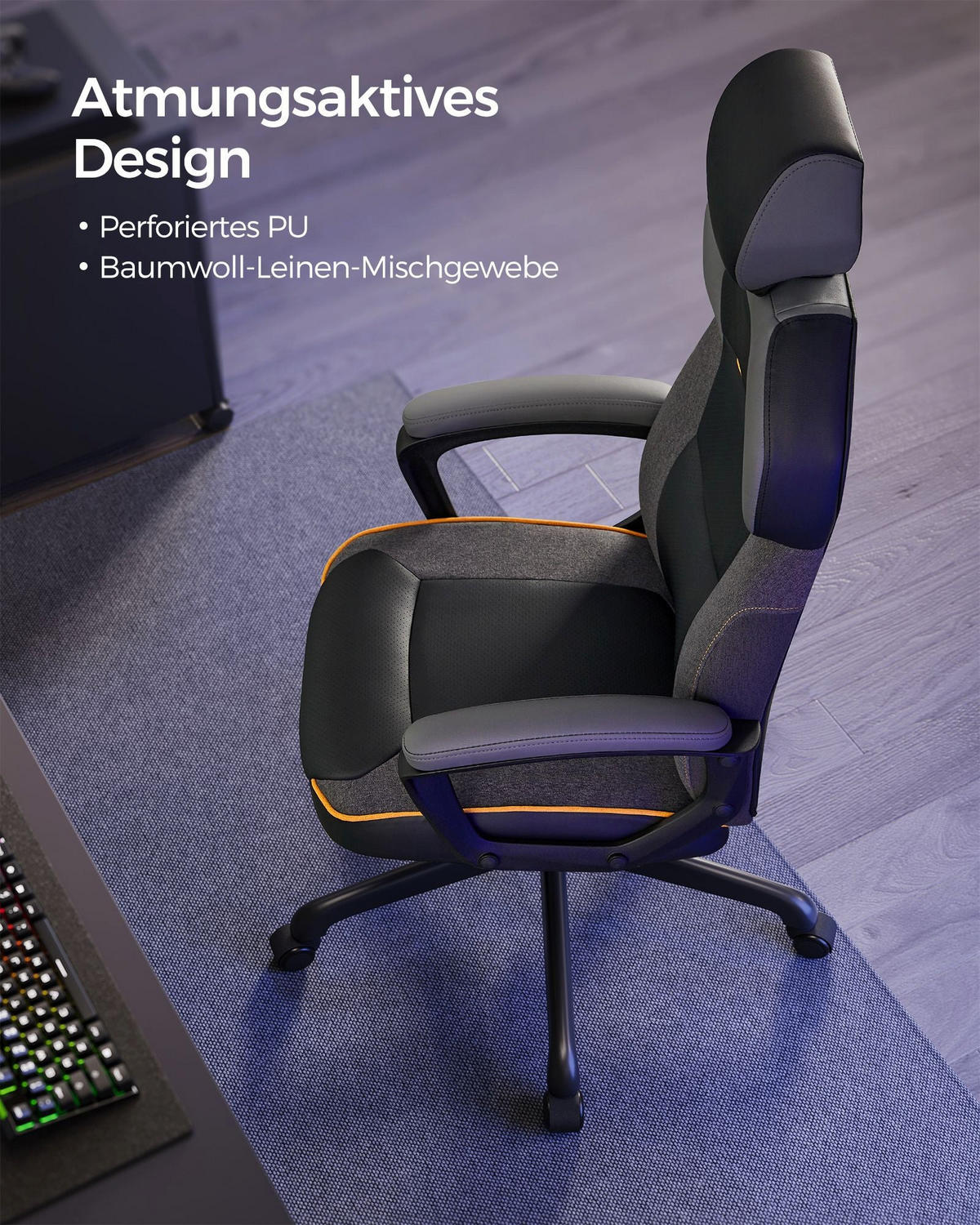 BÜROSTUHL MBABANE - Schwarz, Kunststoff (68/134.5/68cm) - Hansiro