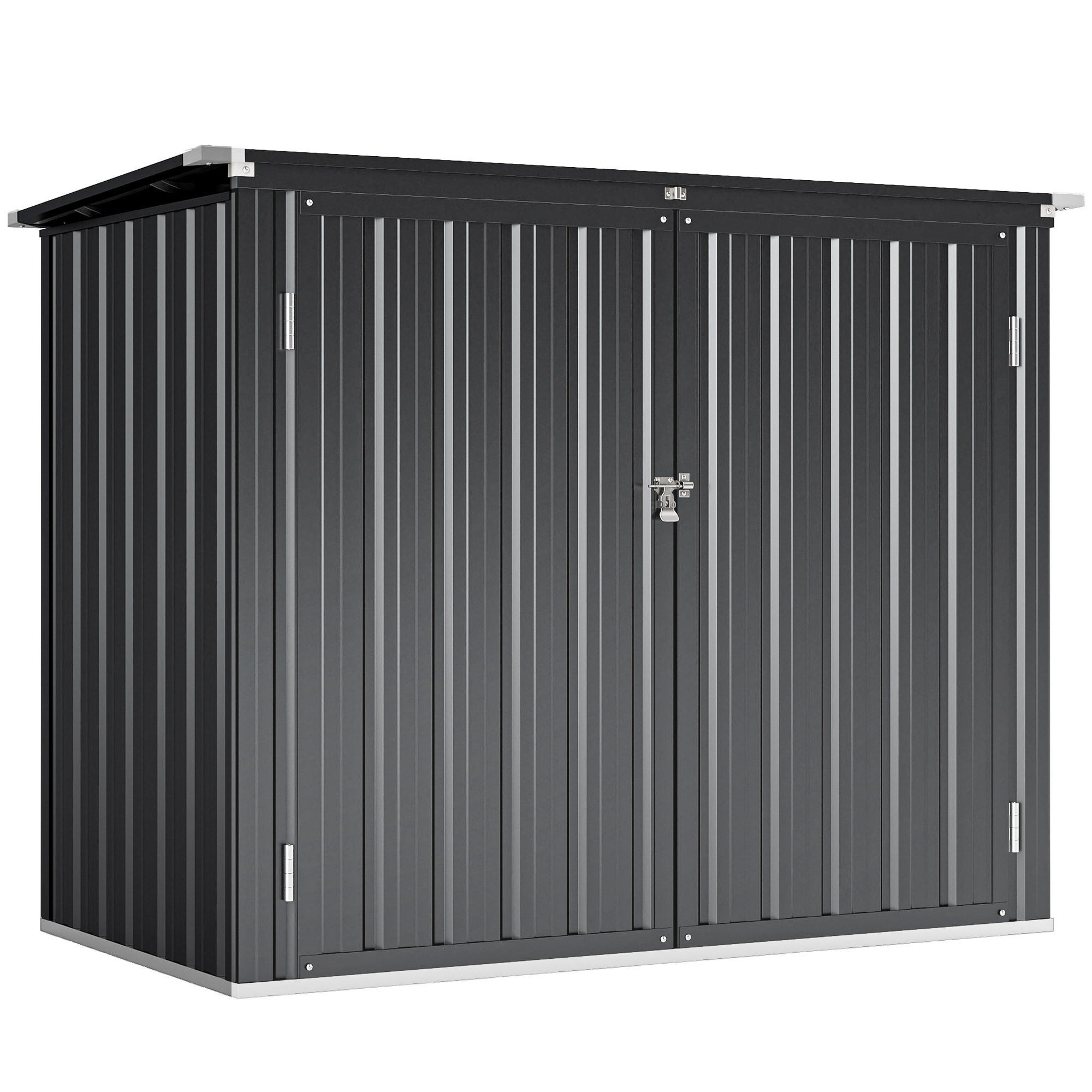 MÜLLTONNENBOX DE-16902 für 2 Tonnen mit Doppeltür & Schloss - Dunkelgrau, Metall (80/117/150cm) - ComfortXL