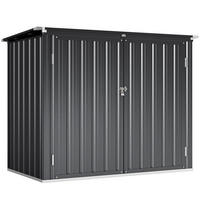 MÜLLTONNENBOX DE-16902 für 2 Tonnen mit Doppeltür & Schloss - Dunkelgrau, Metall (80/117/150cm) - ComfortXL