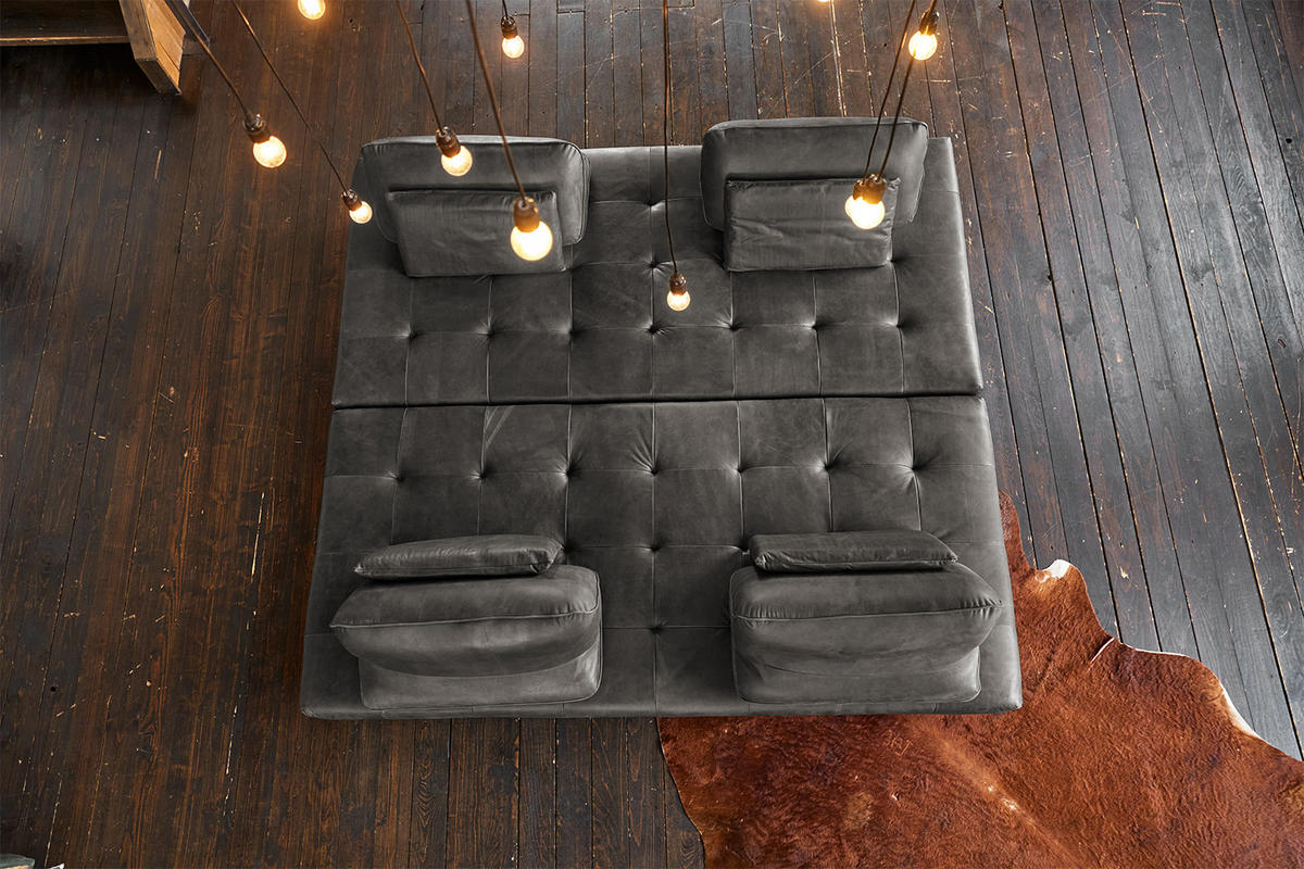 MODULSOFA WIOLO Grau Leder - Silberfarben/Grau, Leder (350/83/240cm) - KAWOLA