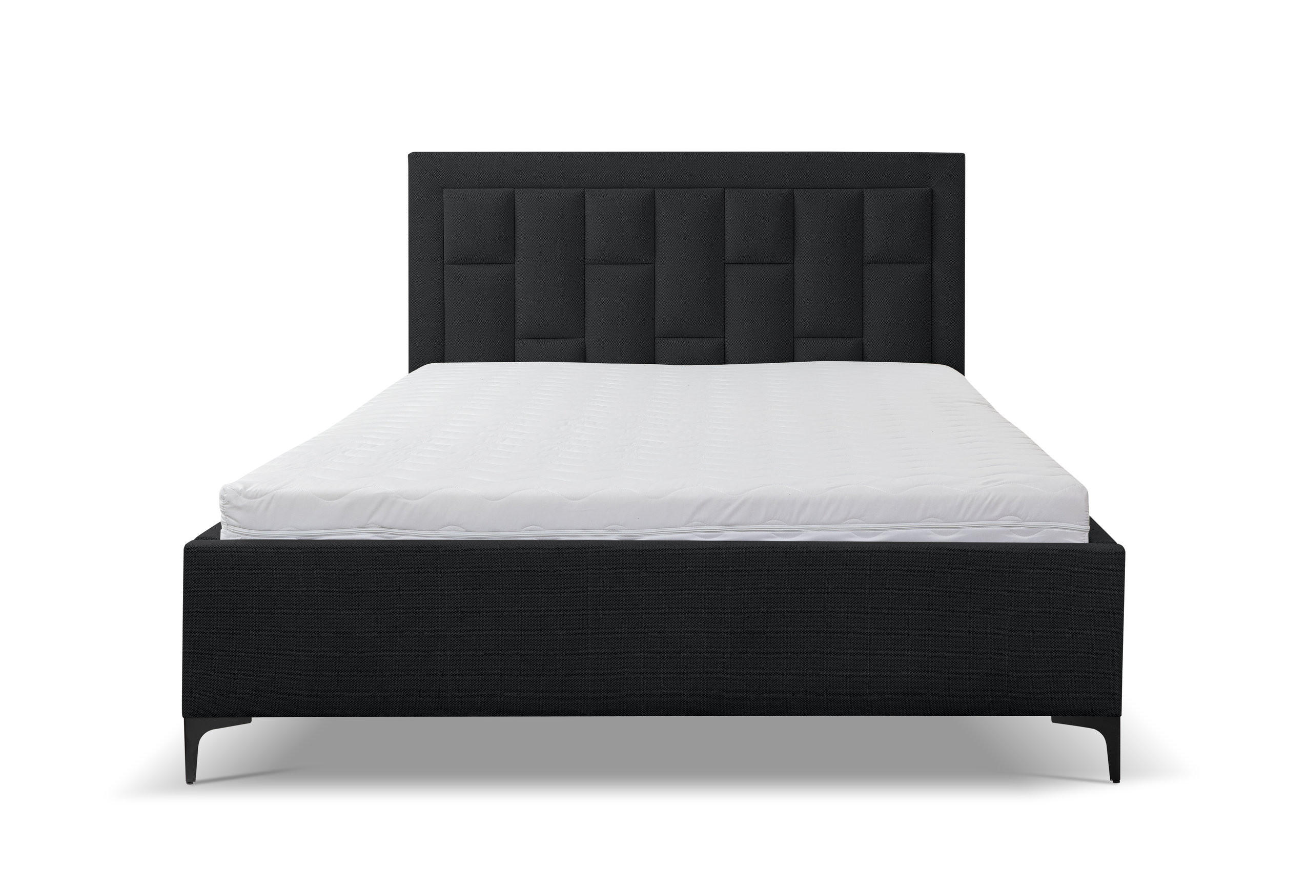 POLSTERBETT VENEZIA mit Kopfteil, 140 x200 cm, Doppelbett mit Bettkasten und Lattenrost aus Strukturstoff, Velourstoff, Frabe: Schwarz - Schwarz, Holz/Kunststoff (140/200cm) - VENASI MÖBEL