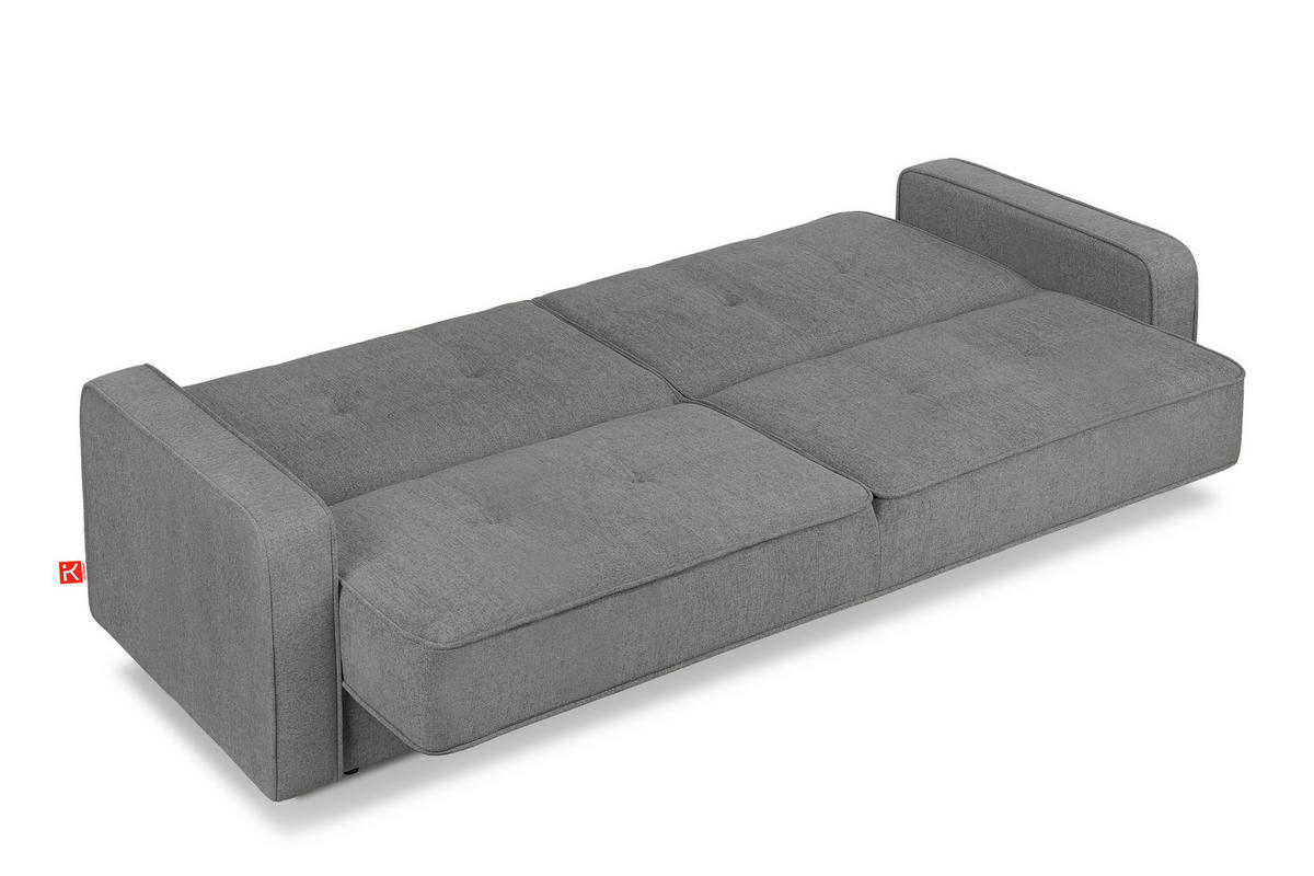 SCHLAFSOFA ORIO 3 Personen, Chenille-Stoff, Aschgrau - Hellgrau/Grau, Textil (219/90/90cm) - KONSIMO®