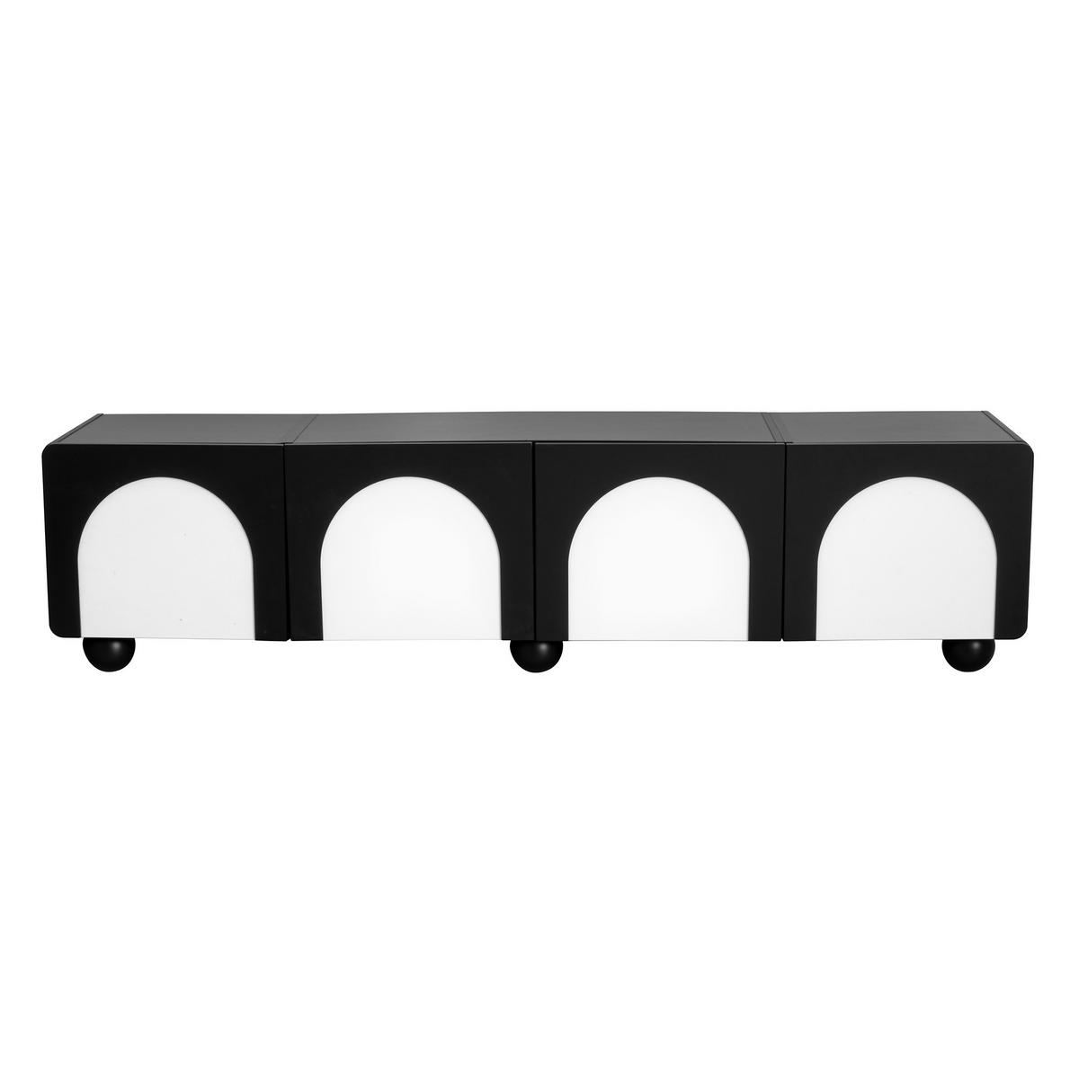 TV-SCHRANK mit 2 Schubladen und 2 Türen 180 x 38 x 45 cm Schwarz Weiß - Schwarz, Holzwerkstoff (38/45/180cm) - Beauniv