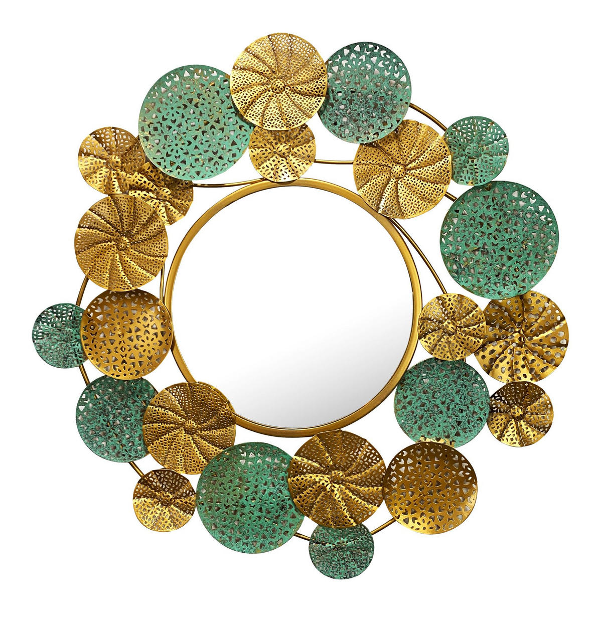 WANDSPIEGEL Rund Metall Gold Patina 80x77 cm Modern - Goldfarben, Glas (80/77/3cm) - KADIMA DESIGN