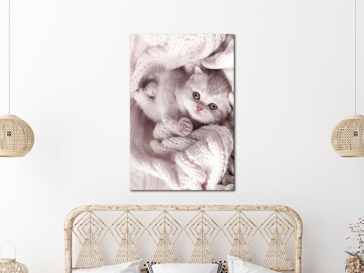 KUNSTDRUCK Grau 40/60 cm - Pink/Grau, Textil (40/60cm) - KUNSTLOFT