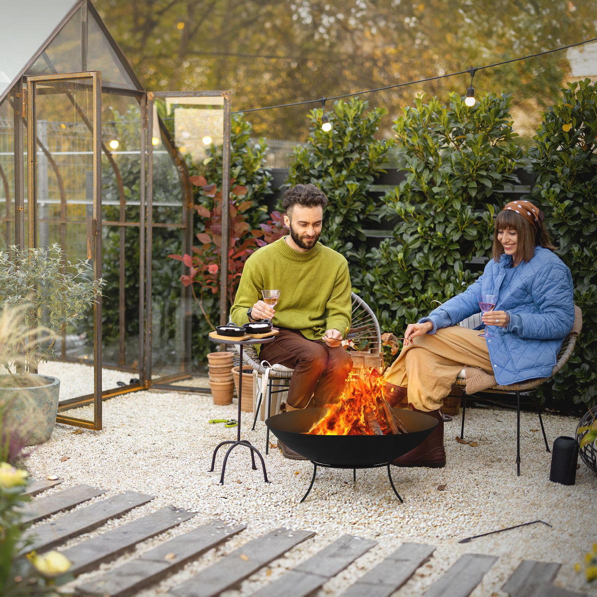 FEUERSCHALE - Schwarz, Metall (55/24/55cm) - ECD-Germany