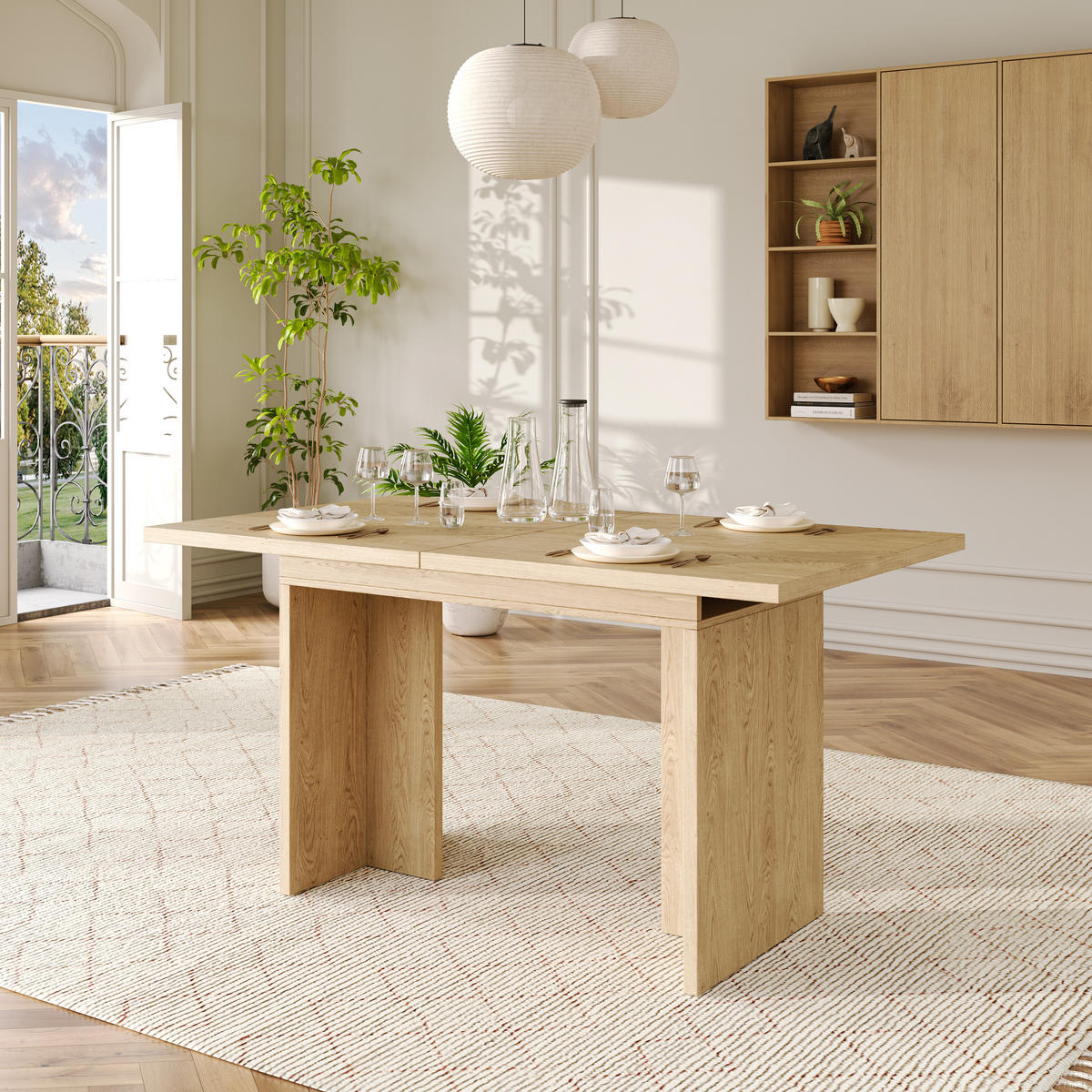ESSTISCH in Eiche ausziehbarer Küchentisch mit verdickter Tischplatte, für Esszimmer Küche Wohnzimmer, B140-180/T80/H75cm - Eichefarben, Holzwerkstoff/Metall (80/180/75cm) - STILVORA