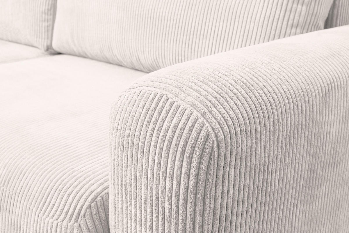 ECKSOFA Roma, Eckcouch in L-Form mit Schlaffunktion und Bettkasten, Farbe: Beige, Cordstoff, Ottomane Universal - Beige, Textil (244/142cm) - VENASI MÖBEL