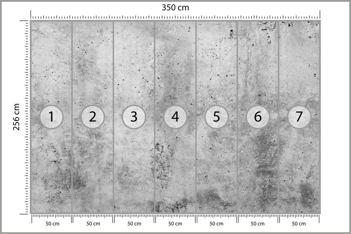 FOTOTAPETE Grauer Minimalistischer Beton Industrial Modern Loft 350x256 - Grau, Papier (350/256cm) - Muralo