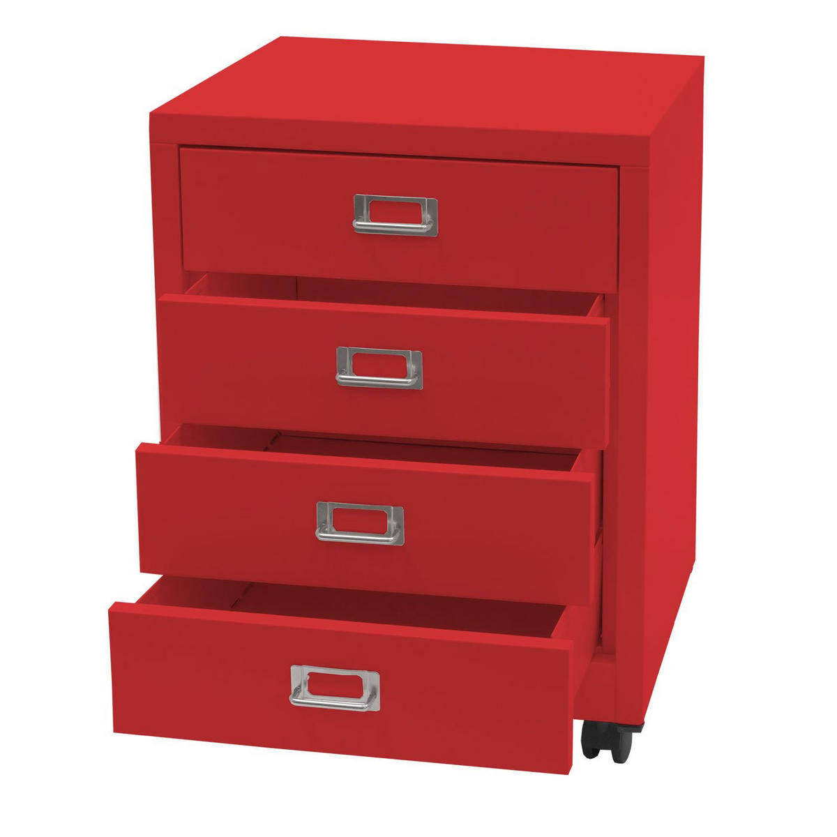 ROLLCONTAINER 55x40x41cm Metall 4 Schubladen Rot - Rot, Metall (40/55/41cm) - PROREGAL