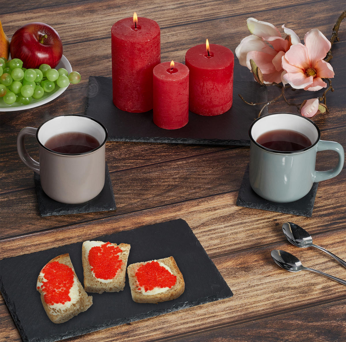 8xSCHIEFERPLATTE - Anthrazit, Stein (26/1/16cm) - Relaxdays