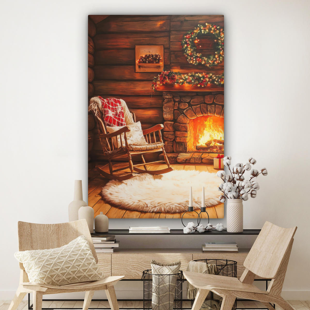 SLIKA NA PLATNU Zima 90x140 cm - barve jantarja, tekstil (90/140cm) - MuchoWow
