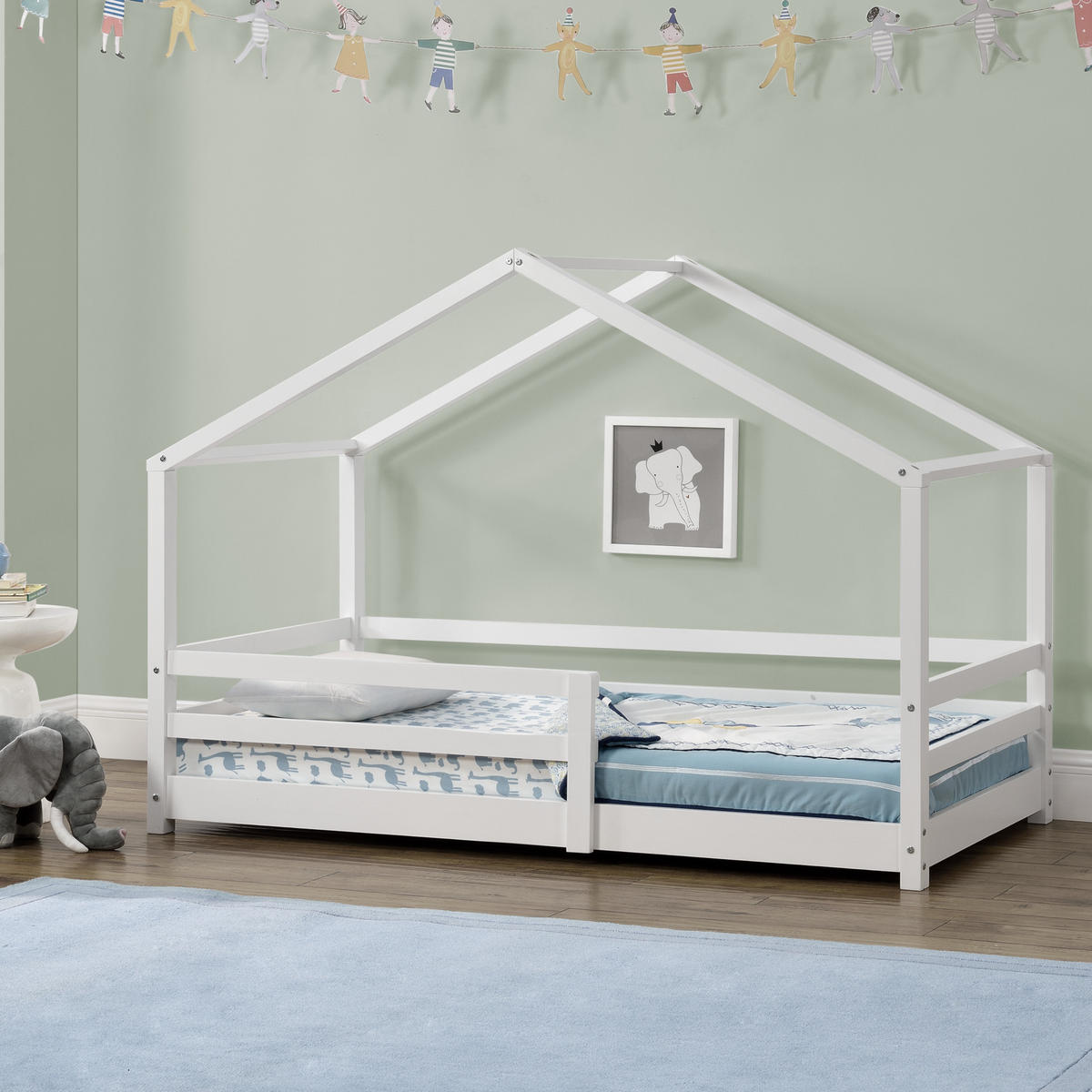 HAUSBETT Knätten - Weiß, Holz (70/140cm) - [en.casa]
